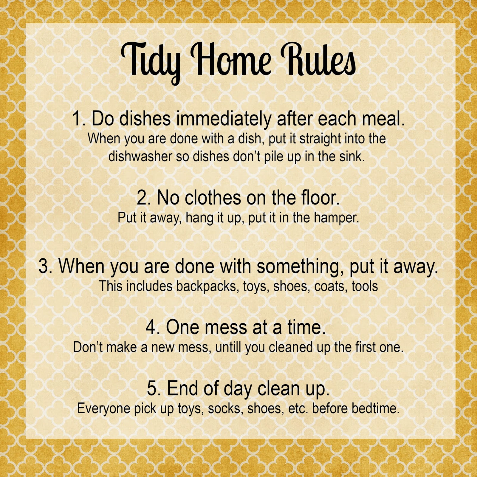 My Creative Process Tidy Home Rules