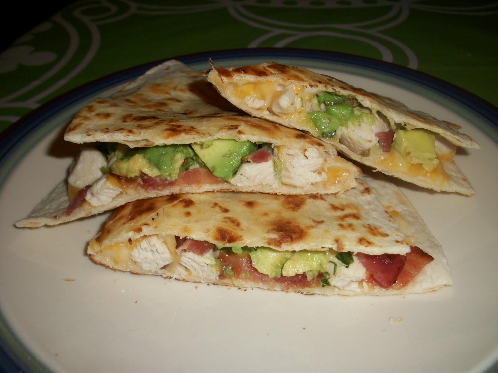 Cook with Sara Chicken, Bacon and Avocado Quesadillas