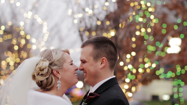 The Townsend Hotel wedding video Christmas lights in the park