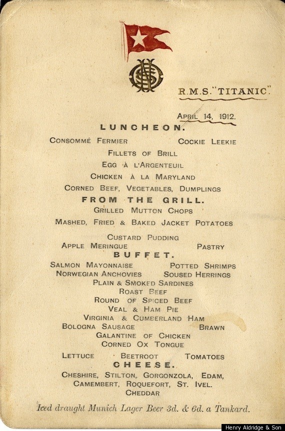 Titanic Menus | sasaki time menu for the last lunch on the titanic is up Titanic Menus | sasaki time menu for the last lunch on the titanic is up