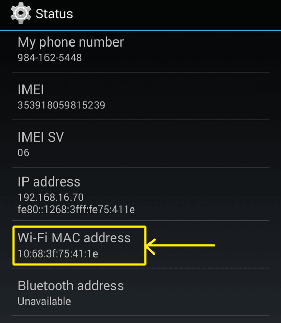 how to find my phones mac address