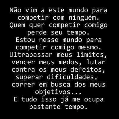 NÃO VIM PARA COMPETIR, MAS SIM PARA CUMPRIR MINHA MISSÃO!