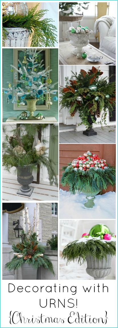 Christmas Decorating Ideas with Urns www.foxhollowcottage.com