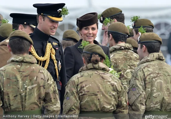  HRH Prince William and Catherine, Duchess of Cambridge meet cadets during the St Patrick's Day Parade at Mons Barracks