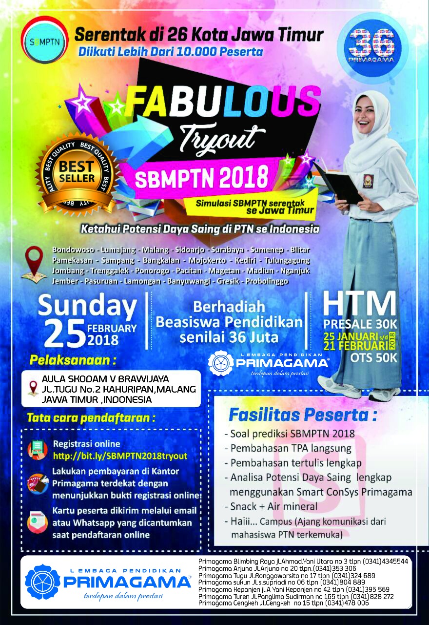 Primagama Malang Cengkeh Jaya Soekarno Hatta Fabulous Try Out Sbmptn 2018