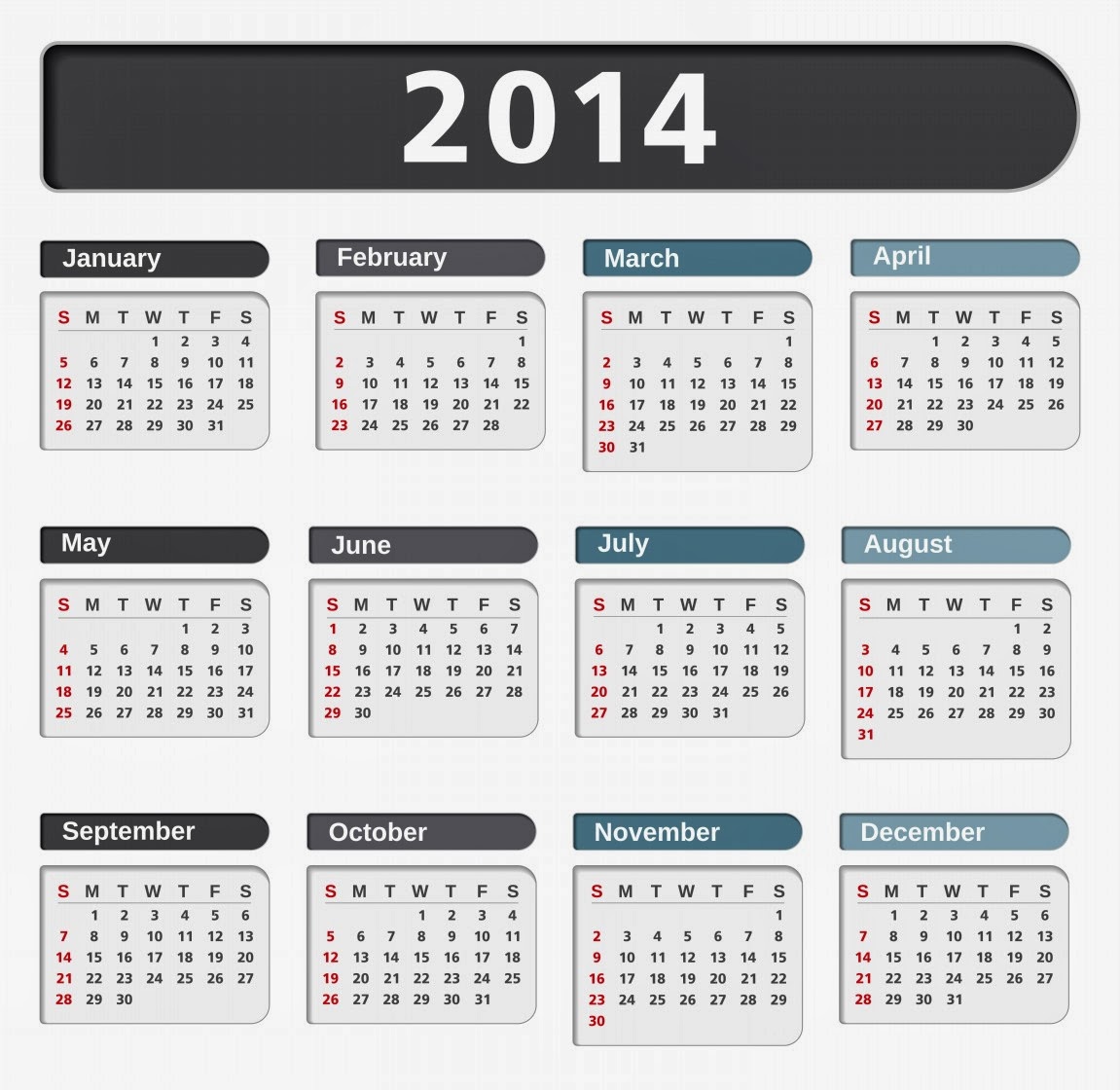 Free Download very High Resolution Printable Calendar 2014 Superior