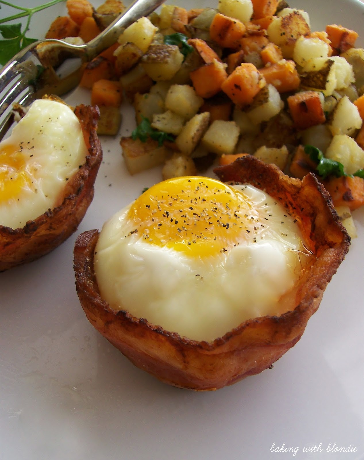 Bacon and Egg Toast Cups with TwoPotato Hash Browns