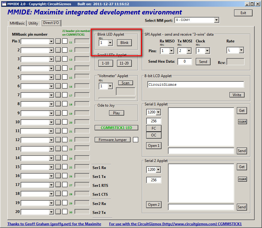 Gizmo's Projects Maximite Hardware Interface Example