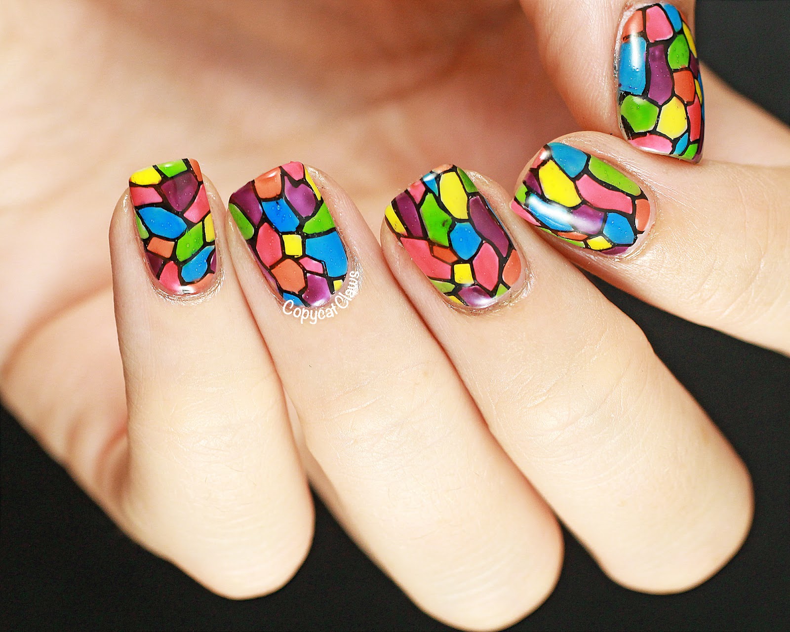stained glass nail art