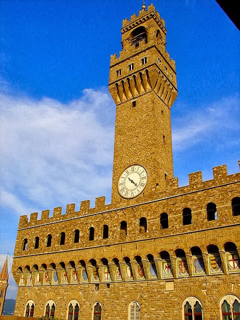 The formidable Palazzo Vecchio in Florence, Italy. All photography property of EuroTravelogue unless specifically noted.