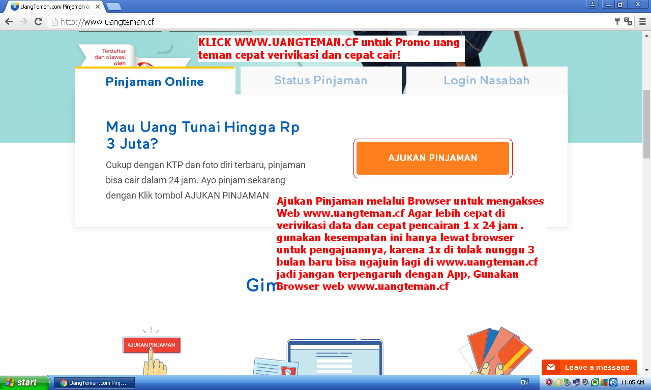 KLICK PINJAM UANG TANPA JAMINAN SEKARANG, GUNAKAN BROWSER AGAR PINJAMAN ANDA SEGERA DI FOLOWUP