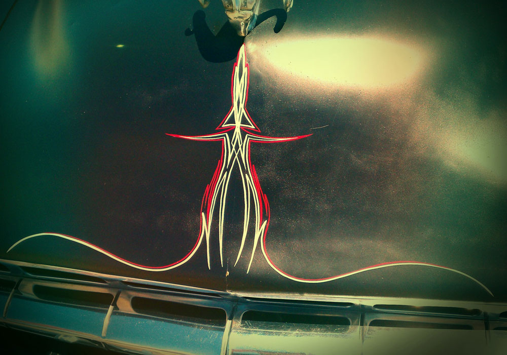Along For The Ride Paint Me A Line / Pinstriping Hood Art