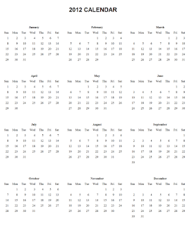 Printable Calendar  2012 on Printable Calendar 2012 Download Free