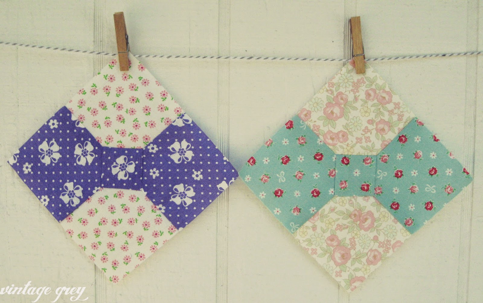 vintage grey a bow tie baby quilt