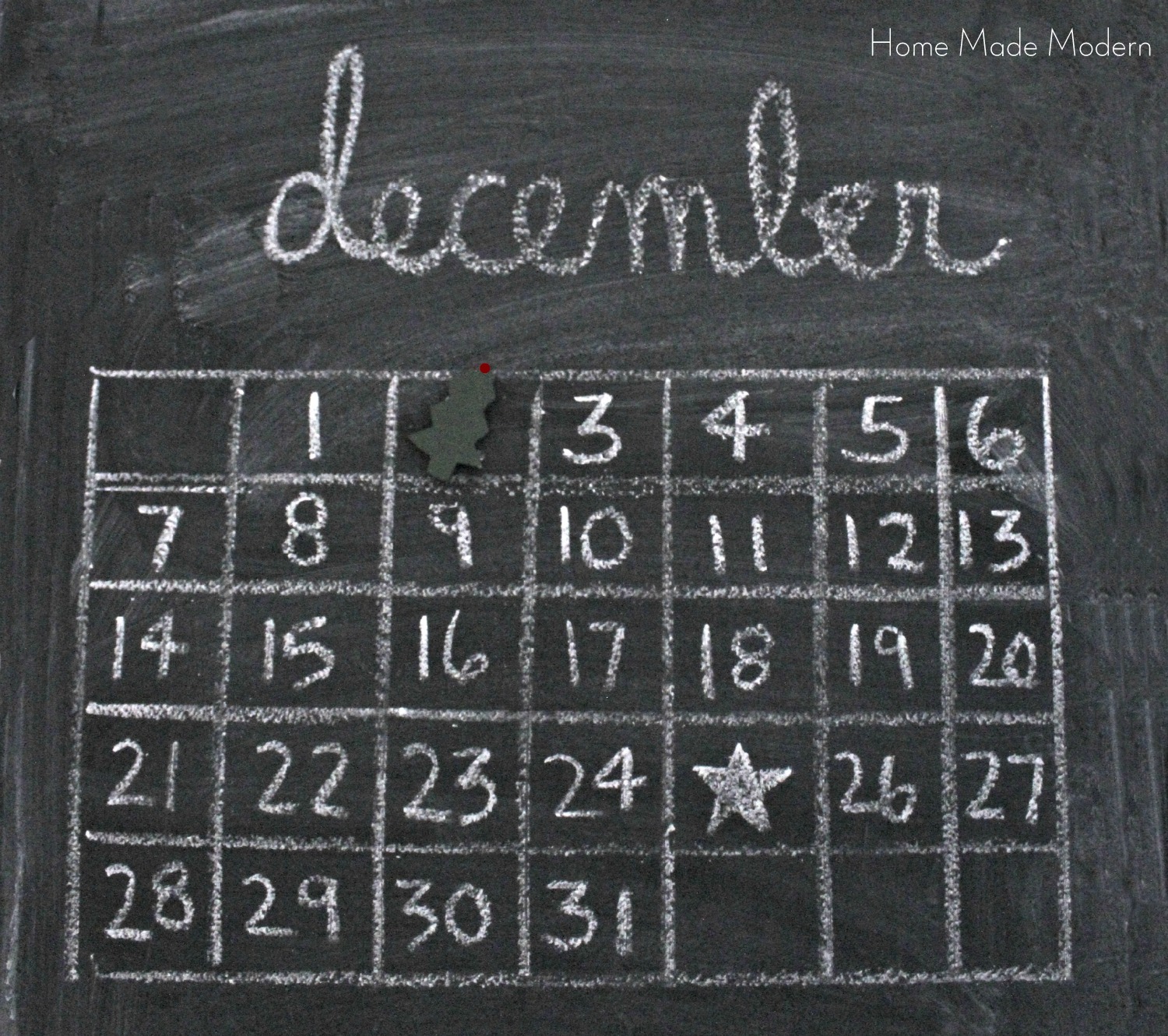 Home Made Modern Chalkboard Advent Calendar