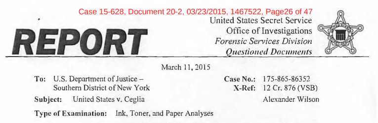 Exhibit C, Secret Service Forensic Report, Mar. 11, 2015, US v. Ceglia, Case No. 15-628, Doc. No. 20-2, Mar. 23, 2015