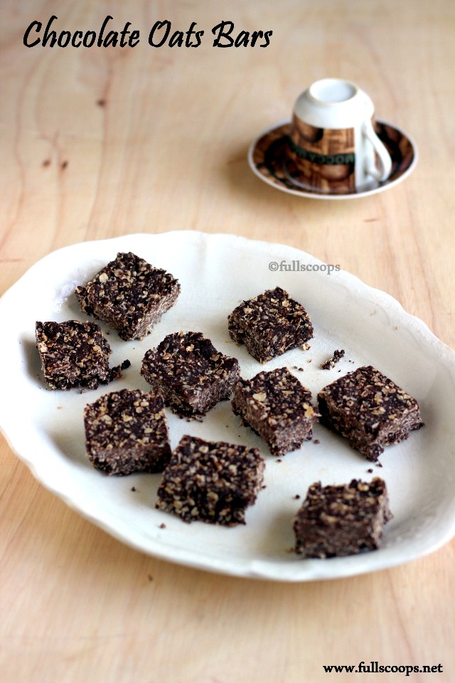 No Bake 3 Ingredient Chocolate Oats Bars Full Scoops A food blog
