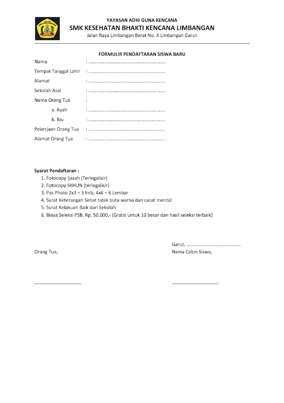 Contoh Surat Formulir