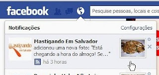 Se a opção "Obter notificações" for marcada, aparecerá uma indicação no "globo terrestre" cada vez que ocorrer uma postagem na Fan Page 