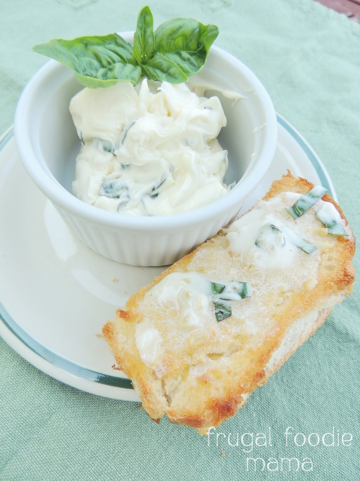Frugal Foodie Mama Whipped Basil Garlic Butter