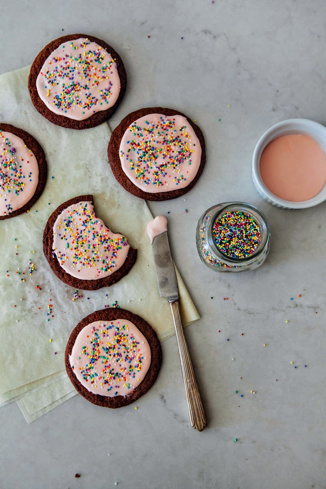 Chocolate Sugar Cookies with Pink Frosting hummingbird high a