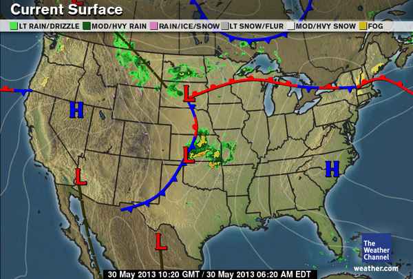 Current Surface Weather Map Daily Weather Newsletter: 2013-05-19