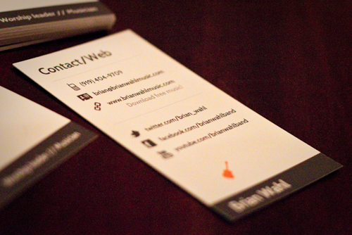 brian wahl business cards on the table, a portion out of focus