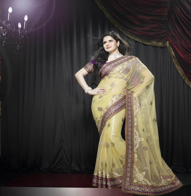 Light Yellow Net Saree