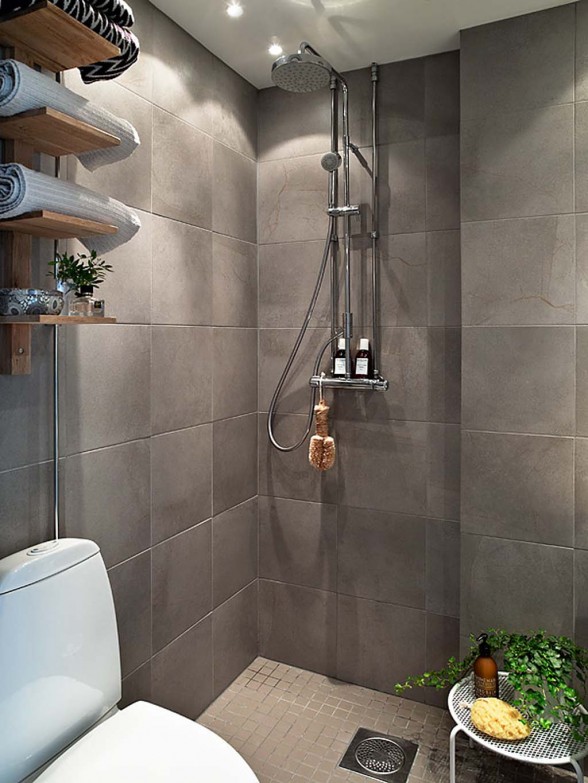 open apartment shower natural design