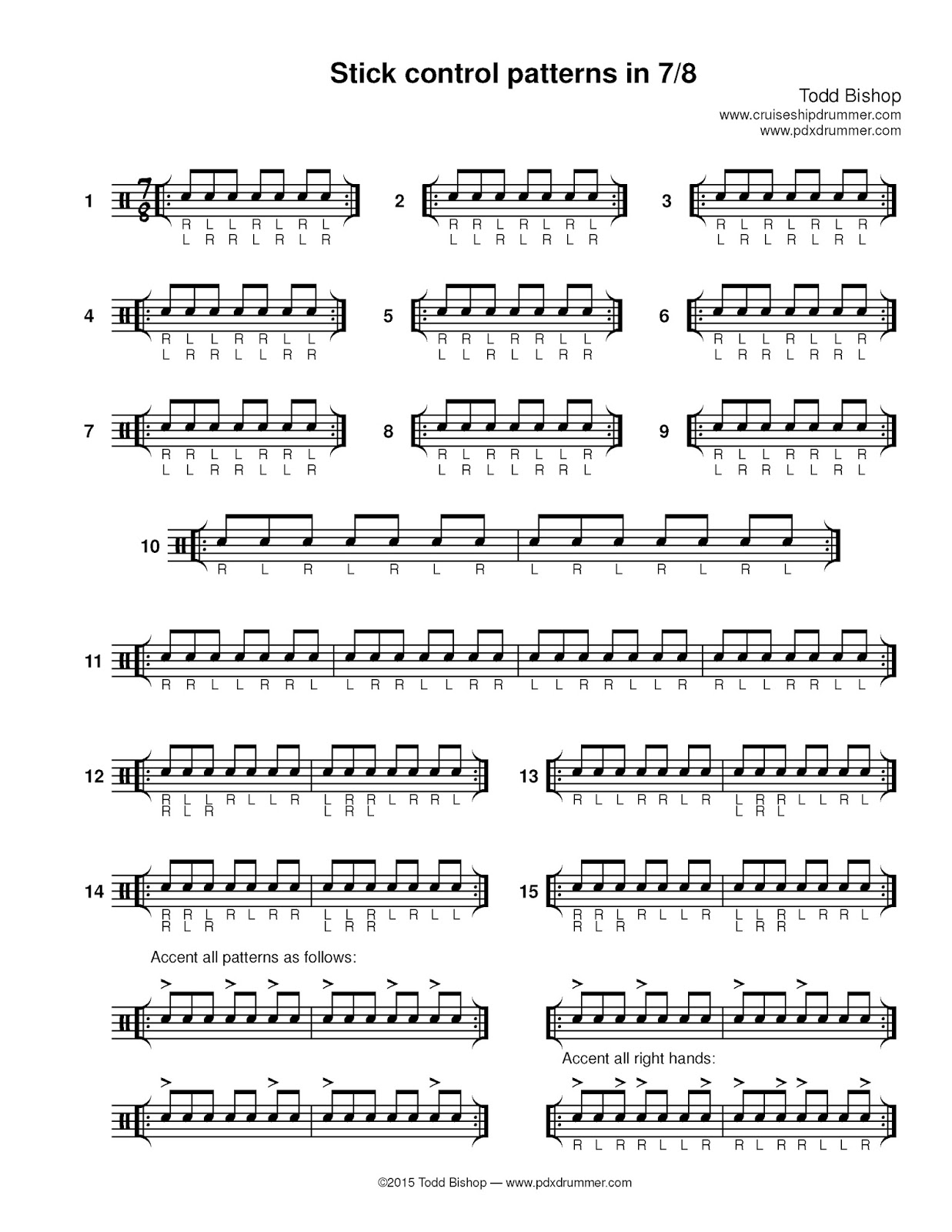 Cruise Ship Drummer! Stick Control exercises in 7/8