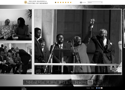 Landing page dell'archivio multimediale di Nelson Mandela.