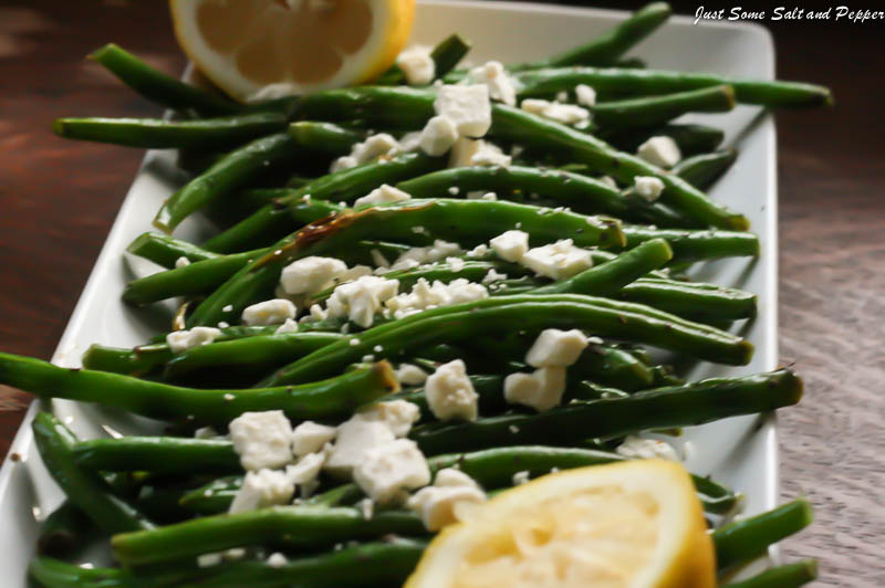 Just Some Salt and Pepper Grilled Green Beans with Feta