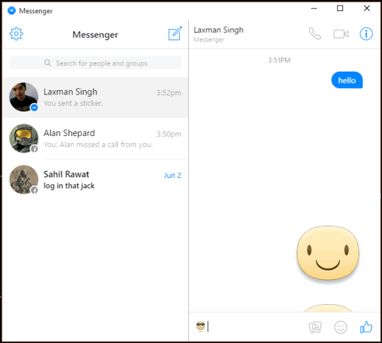 Facebook Messenger for PC interface