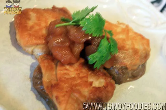 filo tarts with pork asado apple relish