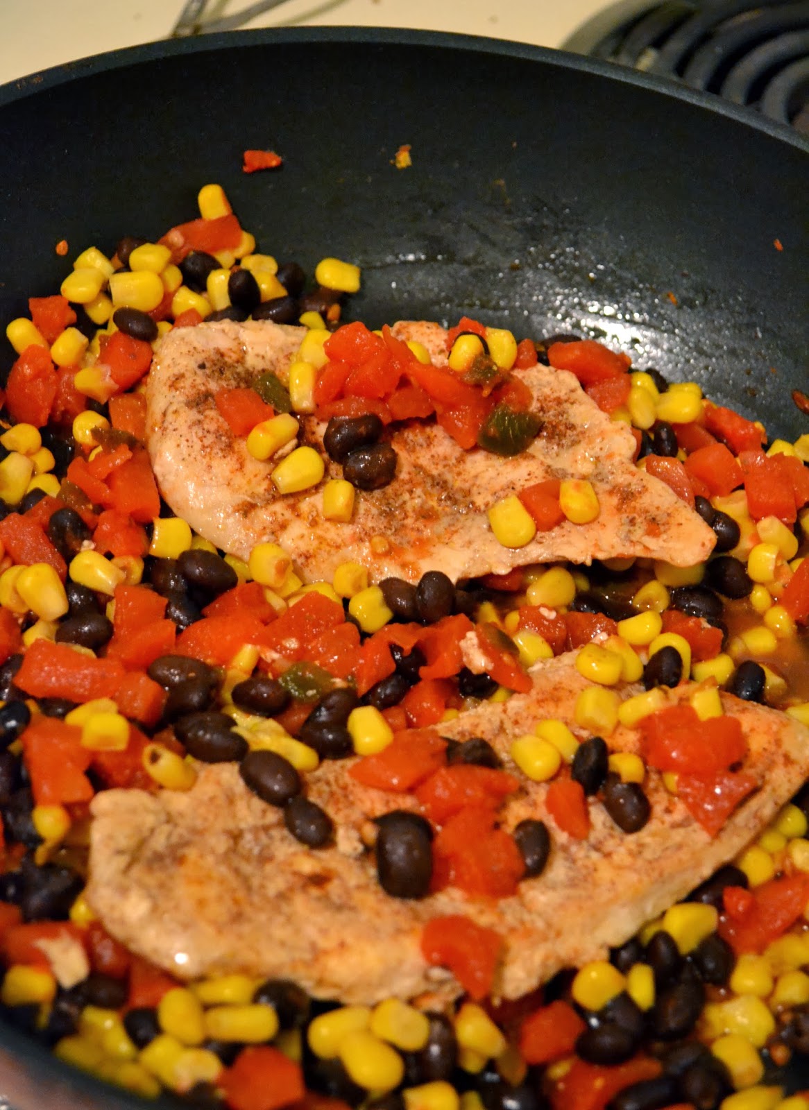 Simple Savory & Satisfying Corn and Black Bean Skillet Chicken