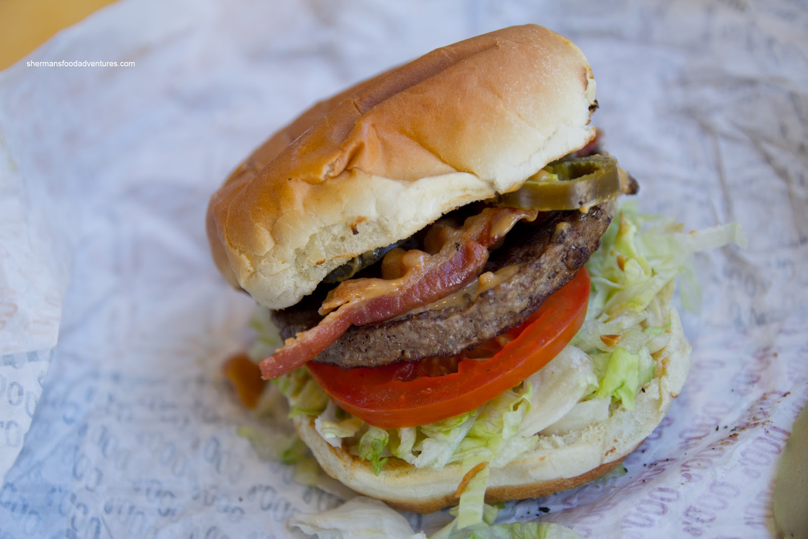 Sherman's Food Adventures TripleO's Peanut Butter Bacon Jalapeno Burger