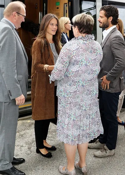 Prince Carl Philip and Princess Sofia of Sweden traveling by train from Stockholm to Karlstad for their two day visit to the region Varmland 