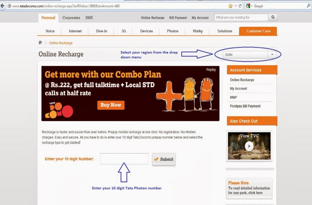 How 2 Fix A Job Online How To Recharge Tata Docomo Photon Plus