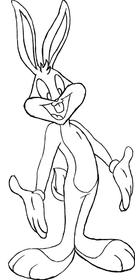 step-by-step drawing of Bugs Bunny