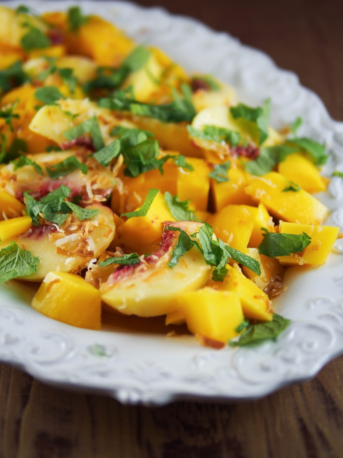 Foodmanna Peach and mango mojito fruit salad