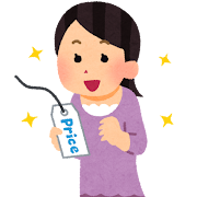 安い値札を見た人のイラスト