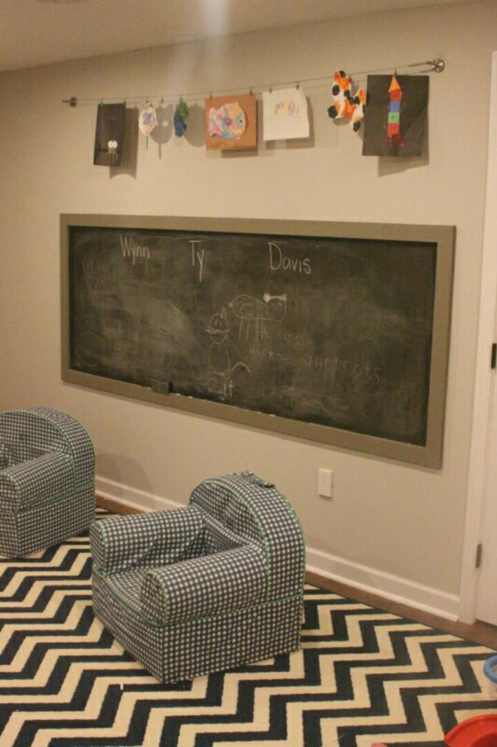Our Pinteresting Family Chalkboard and Art Display for Playroom