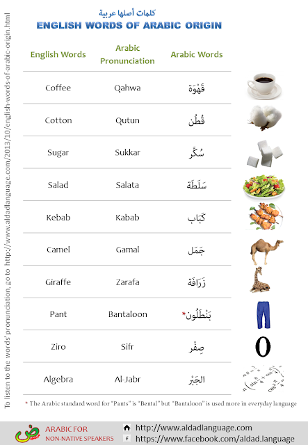 English words that are actually Arabic words