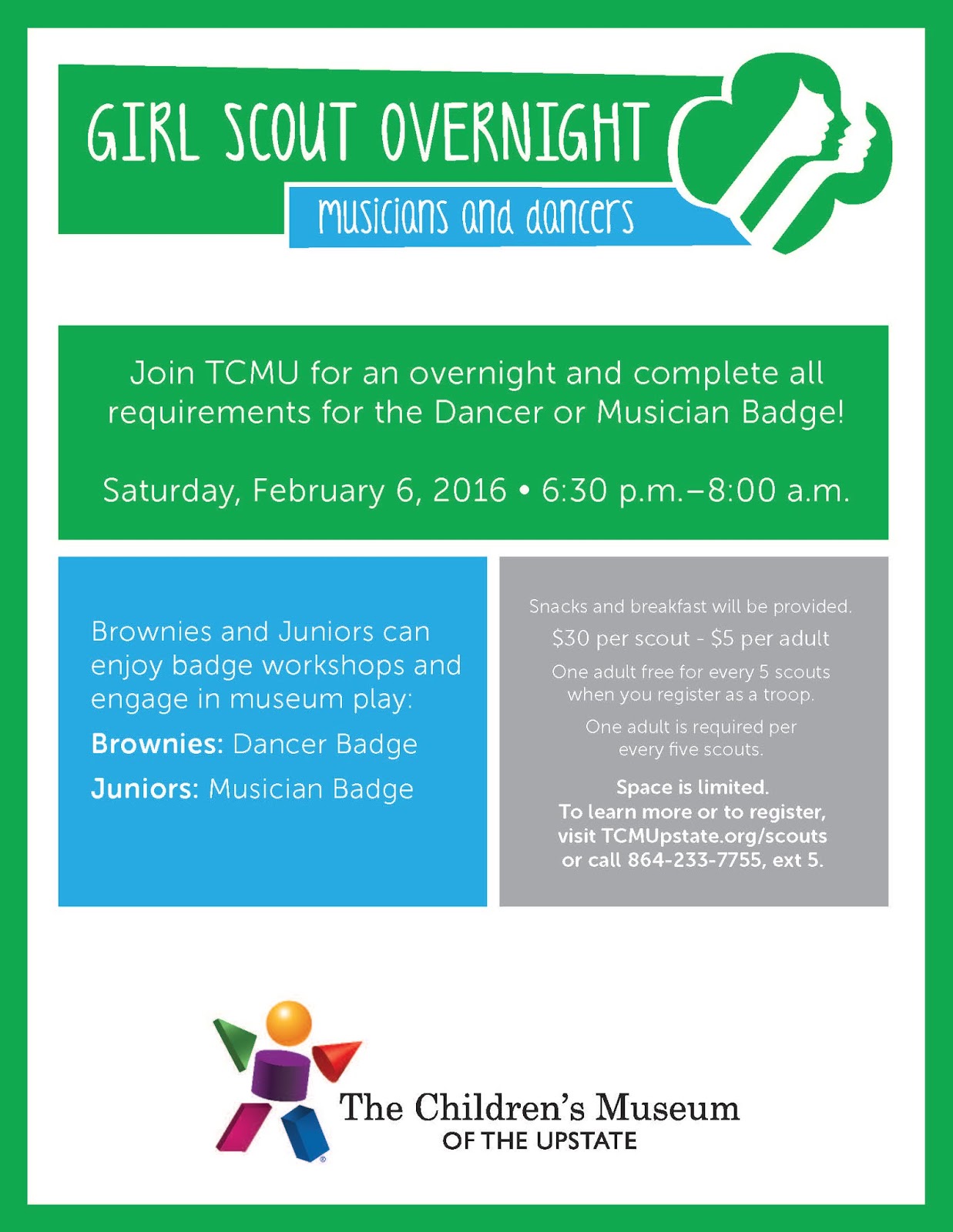 girl scout overnight at tcmu eblast overnight flyer