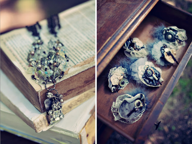 Courtney's stunning wedding necklace and the groomsmen's boutonnieres