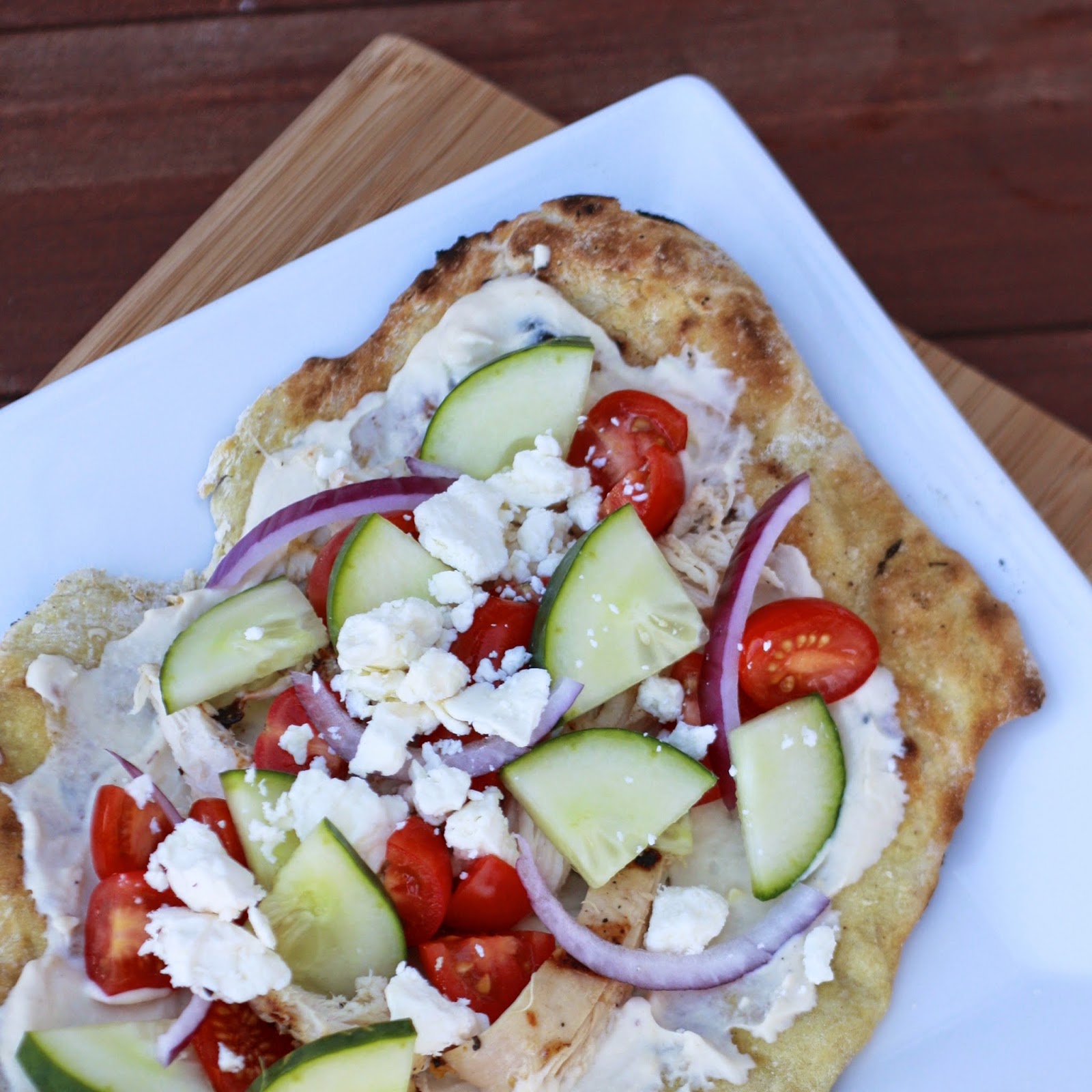 Grilled Chicken Flatbreads with Hummus and Feta | The Sweets Life