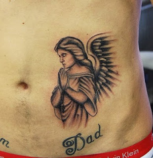 Praying Angel Tattoo Design on Abdomen