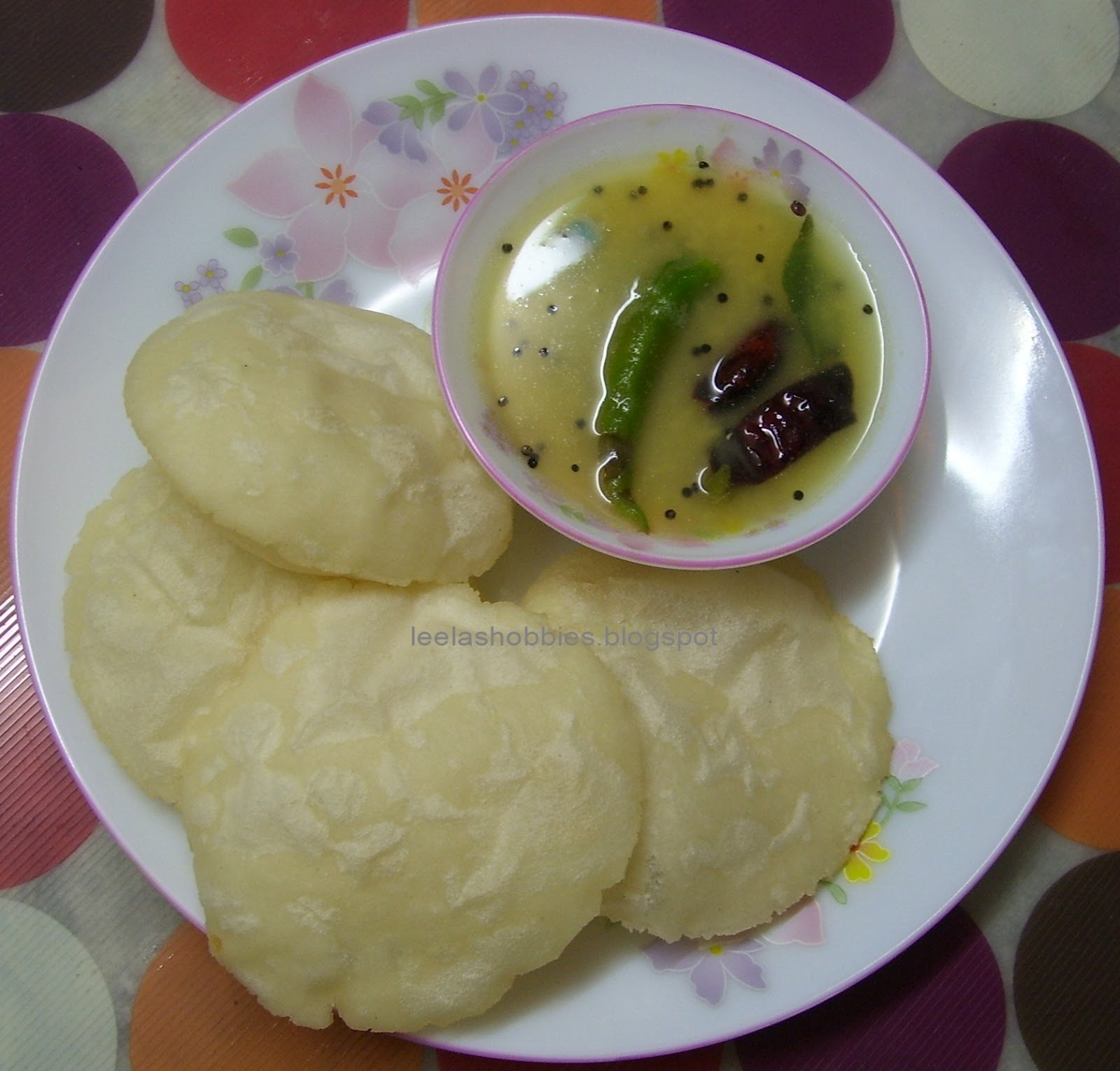 leelas hobbies Rice Puri with Dal Curry