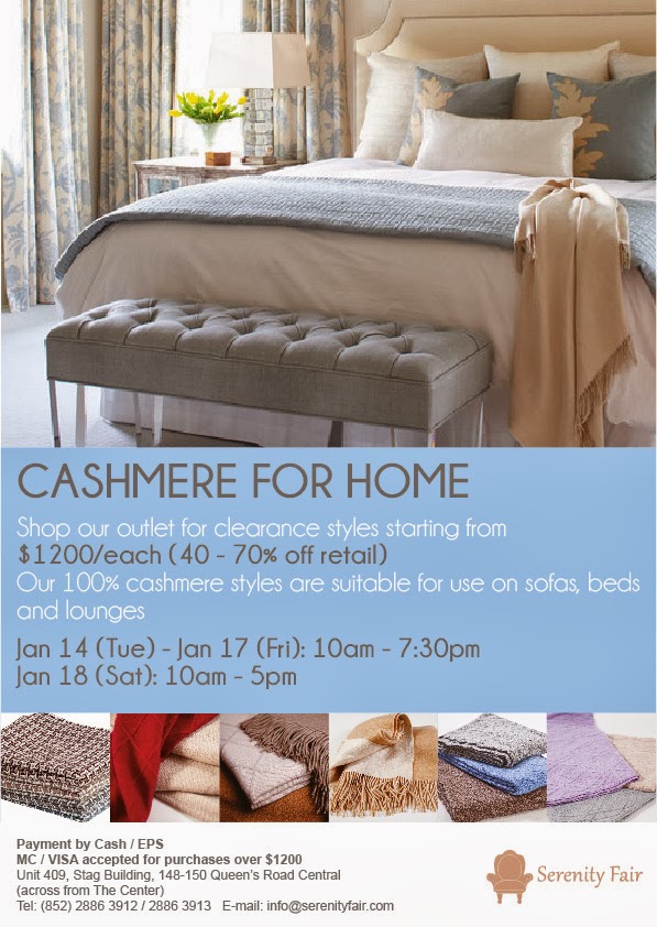 Secret Dealz Hong Kong Cashmere throws & blankets clearance sale in