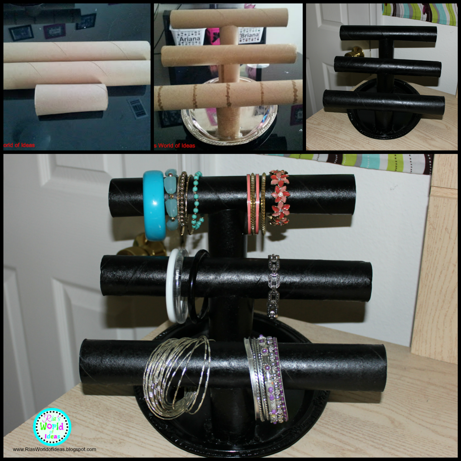 Ria's World of Ideas: DIY Paper Towel Roll Jewelry Holder